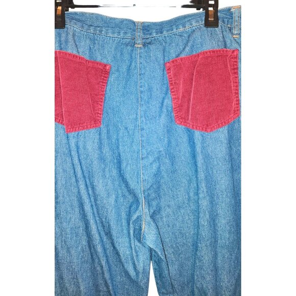 Vintage 20T Denim Pants With Corduroy Stripes Pockets - Picture 3 of 9